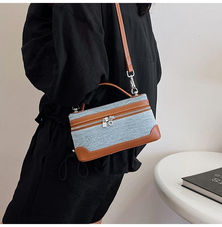Bag Denim Color-matching Portable Small Square Women's Cross-border Trendy Explosive Shoulder Crossbody zhanyishengli
