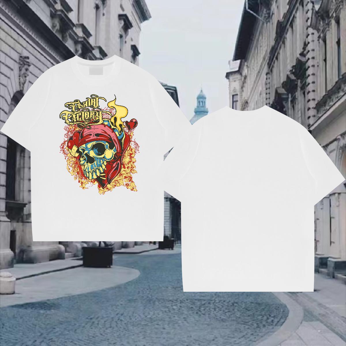 2024 Designer T shirt skull Clothes 230g Cotton Beach Popular DIY Logo Oversized Crew Neck Men Tees