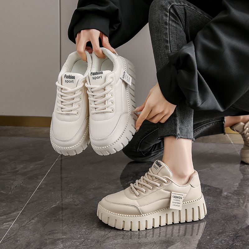 Ddmysports Little White Female Spring New Student Korean Edition Instagram Trendy Versatile Thick Sole Board Casual Shoes YB Outdoor