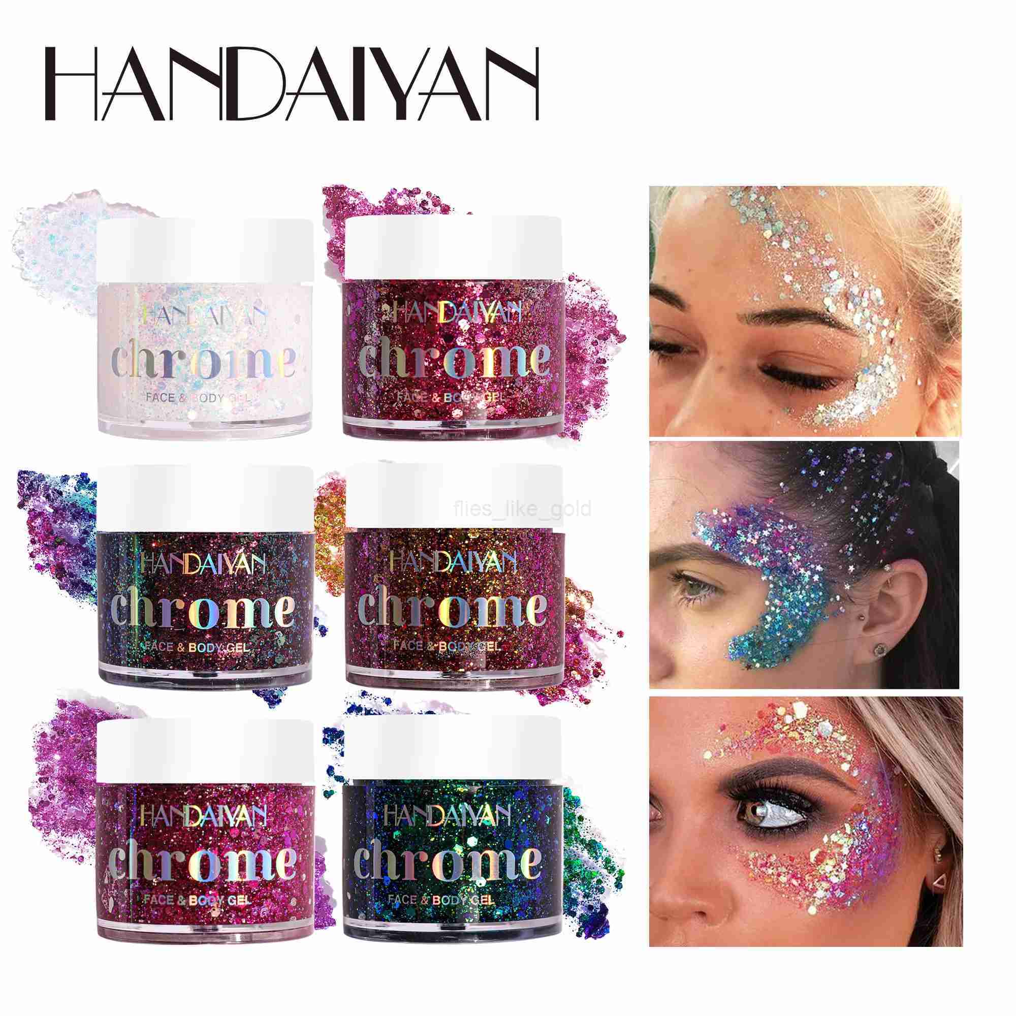 Body Glitter I 6 Colors+Glitter Glue for Face Glitter Makeup Hair Eye Fine Glitter Eyeshadow - Perfect Halloween W240812