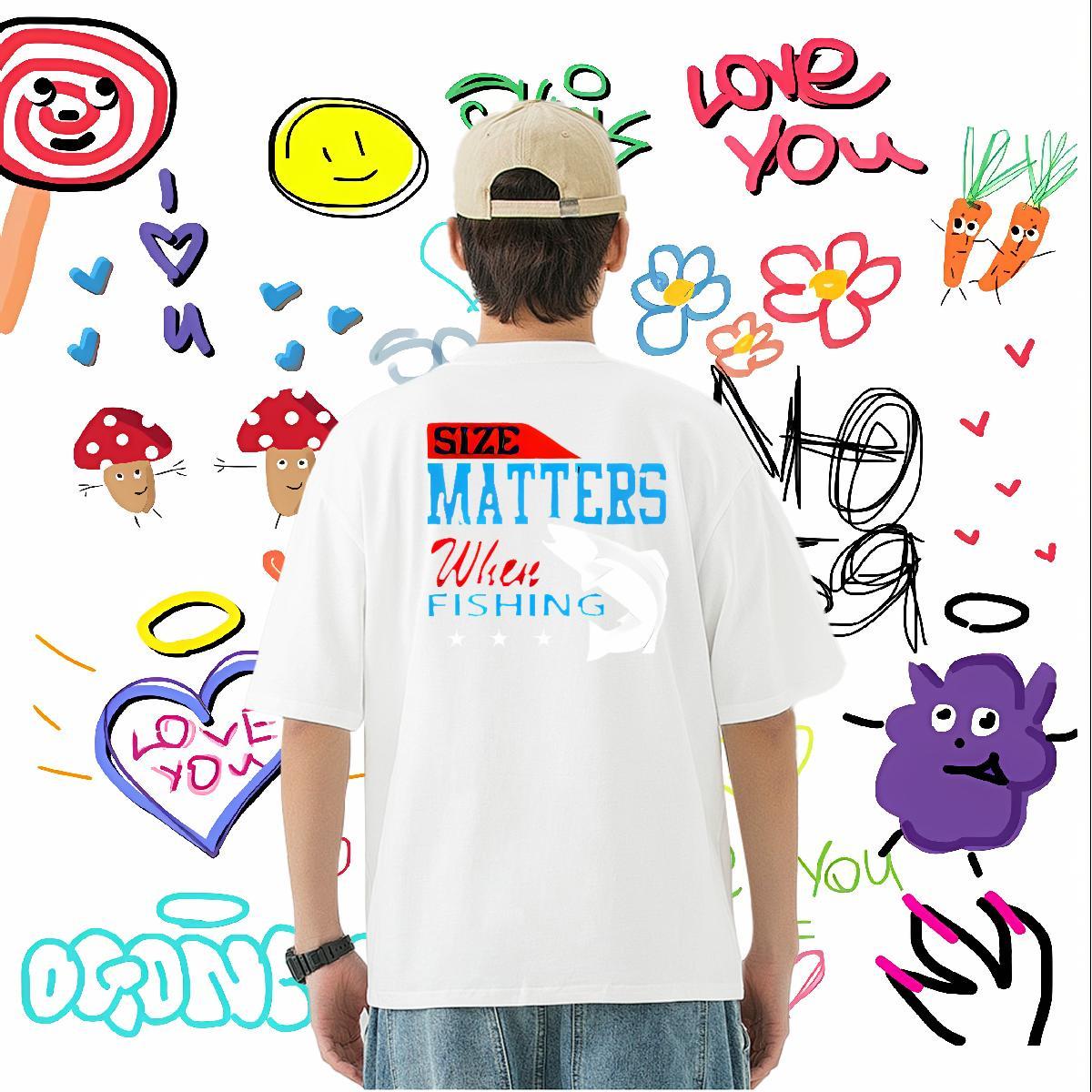Free Shipping T shirt letter Tshirts 230g Cotton Casual Loose Fit Custom Print Plus Size Breathable Crew Neck Men Tops Tees