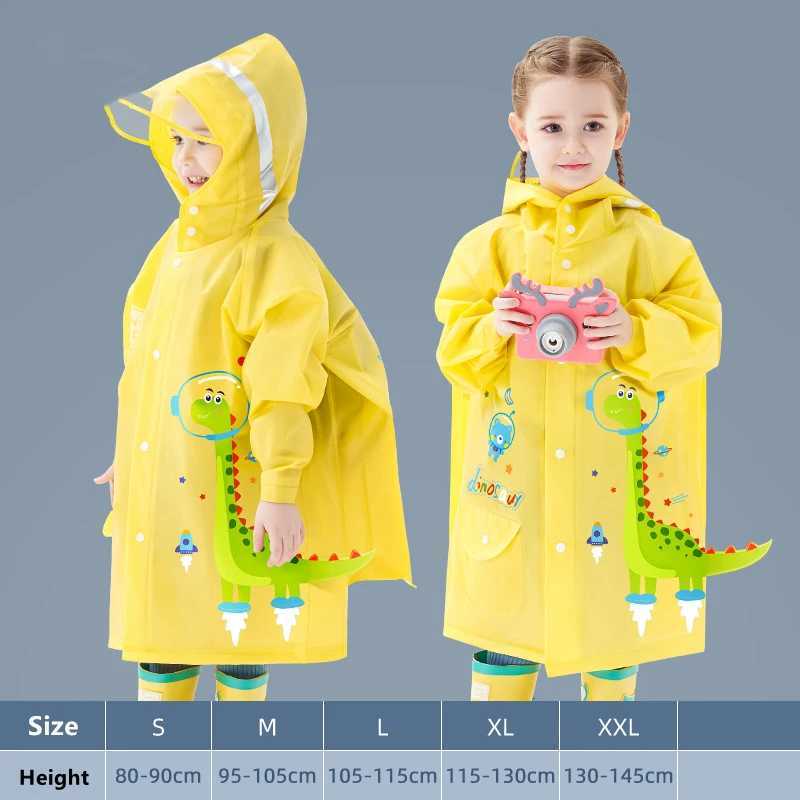 Kids Raincoat Waterproof Rain Poncho Cartoon Unicorn Dinosaur Children School Student Rainsuit Boys And Girls Travel RainWear Y240810
