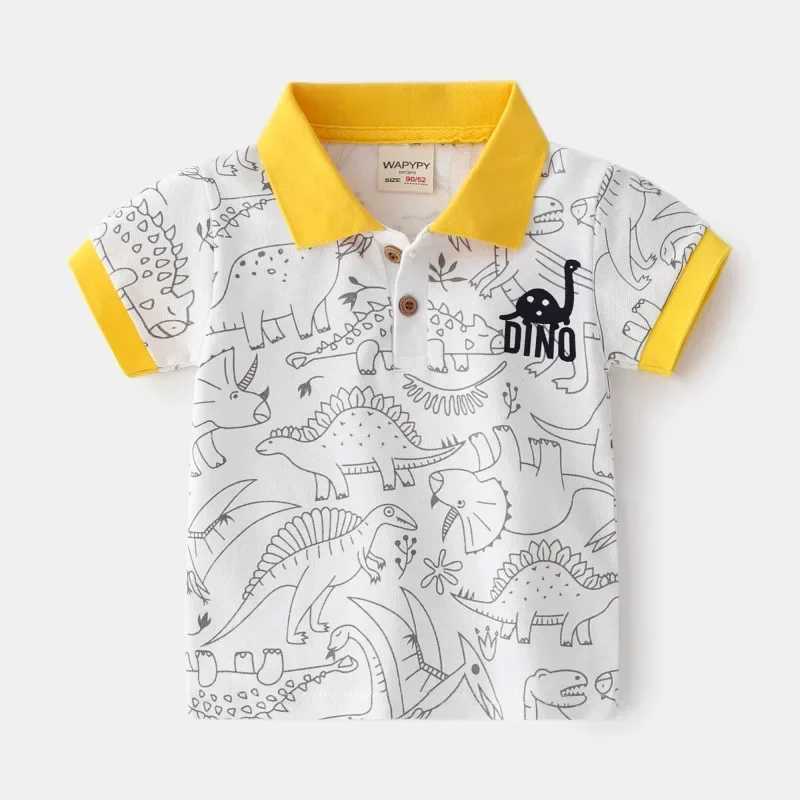 Dino Printed Polo Shirts for Boys Kids Short-sleeve Tees Children Top T shirt Toddler Child Kids Clothes New ArrivalXJ241225