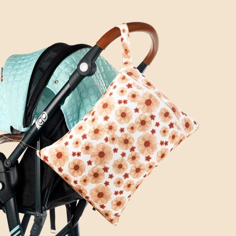 3 pieces of new material 26X36cm recycled PUL baby diaper bag with cute printed large-sized storage bag W240812