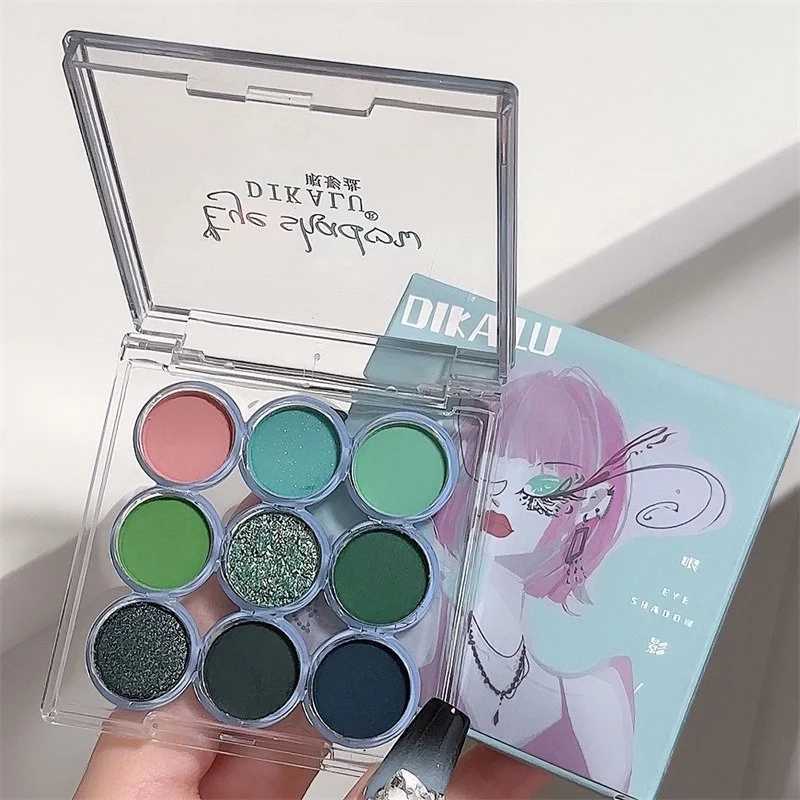 9-color glitter eye shadow palette smoke purple lace shimmer matte acrylic eye shadow palette waterproof eye shadowW241212