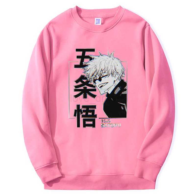 Jujutsu Kaisen Gojo Satoru Hoodie Fashion Designer Sweatshirts Japan Anime Pullover Long Sleeve Harajuku Pink Bigsize StreetwearXJ240812