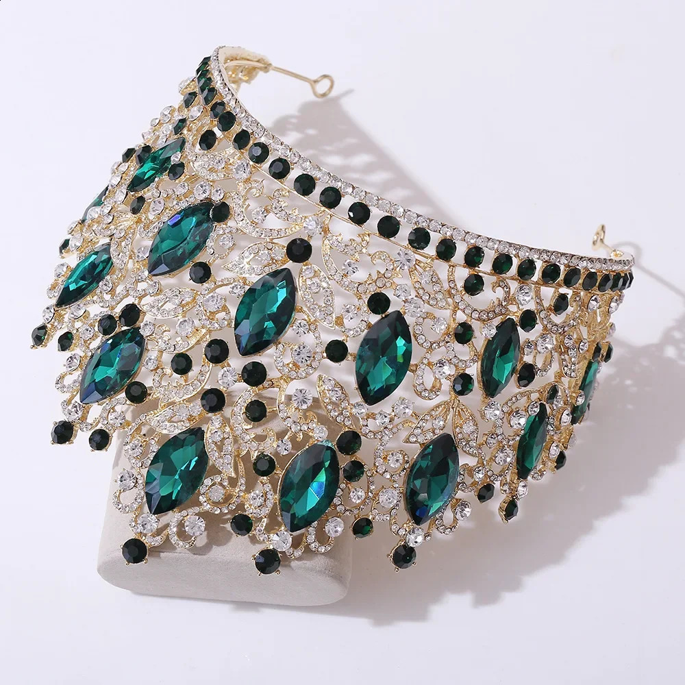 High Quality Royal Queen Wedding Crown for Women Large Crystal Banquet Tiara Party Costume Hair Jewelry Accessories 240805