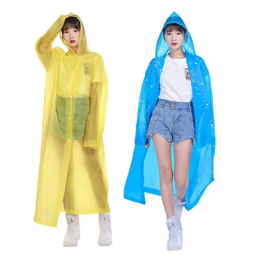 Rain Poncho Buttons Closure Hooded Raincoat Double Layer Waterproof Simple Children Full Body Raincoat Y240810