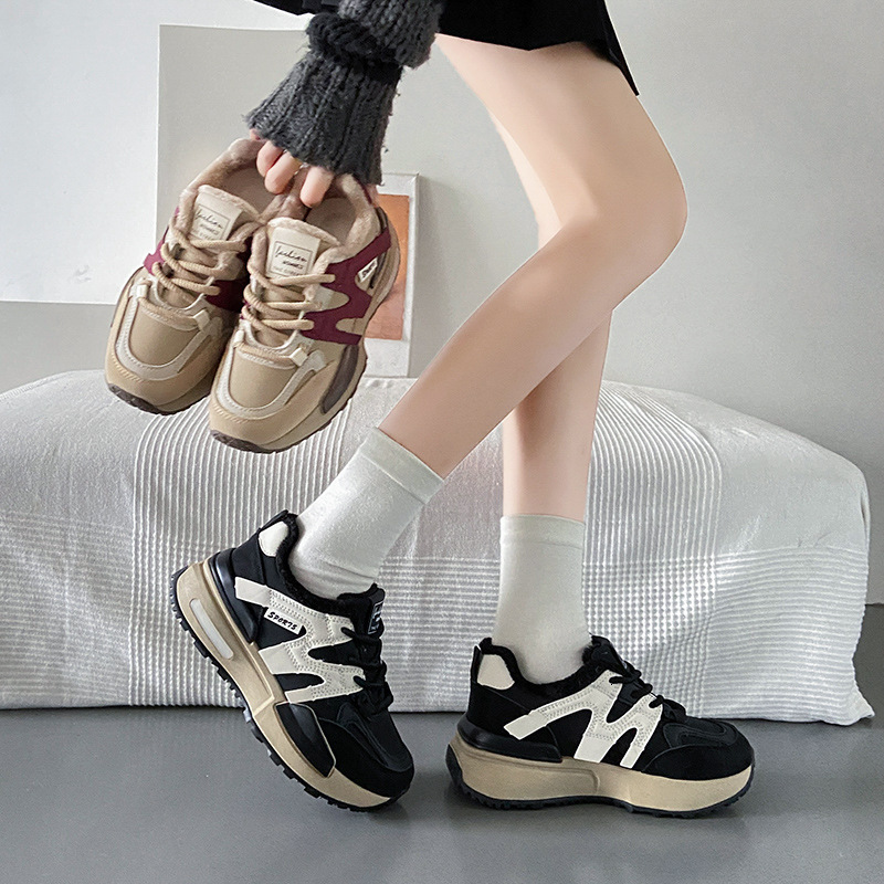 Ddmysports Winter New Instagram Korean Edition Plushed Forrest Gump Shoes For Female Students Warm Dad Leisure Street Shoot B Outdoor