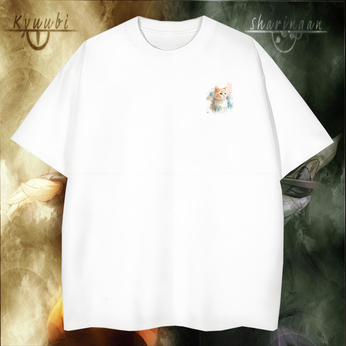 TOP Quality Men Clothes T-Shirt Outdoor 230g Cotton DIY Anime Breathable cat T Shirt For Man New Arrival Tee Shirt