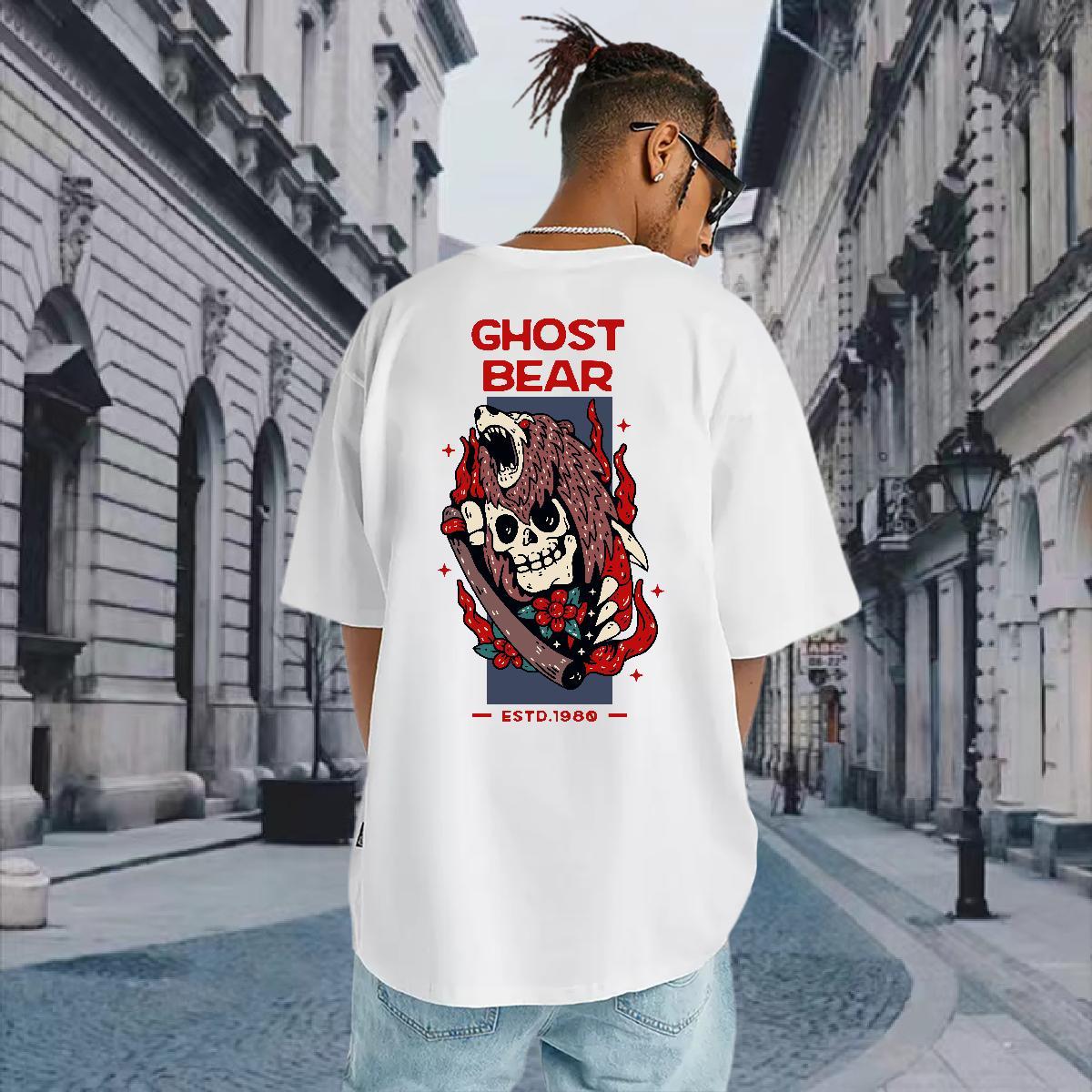 New Designer Men T Shirts skull Clothes 230g 100% Cotton Spring Summer High Quality Customized Print Breathable Crew Neck Tshirt for Man Woman