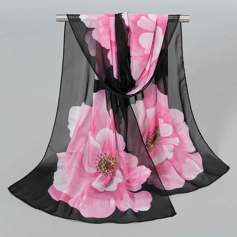 Ethnic New Chiffon Womens Scarf Summer Printed Thin Sunscreen Scarf Soft Shawl Fountain Adhesive Autumn Womens Wrap Shawl W240810
