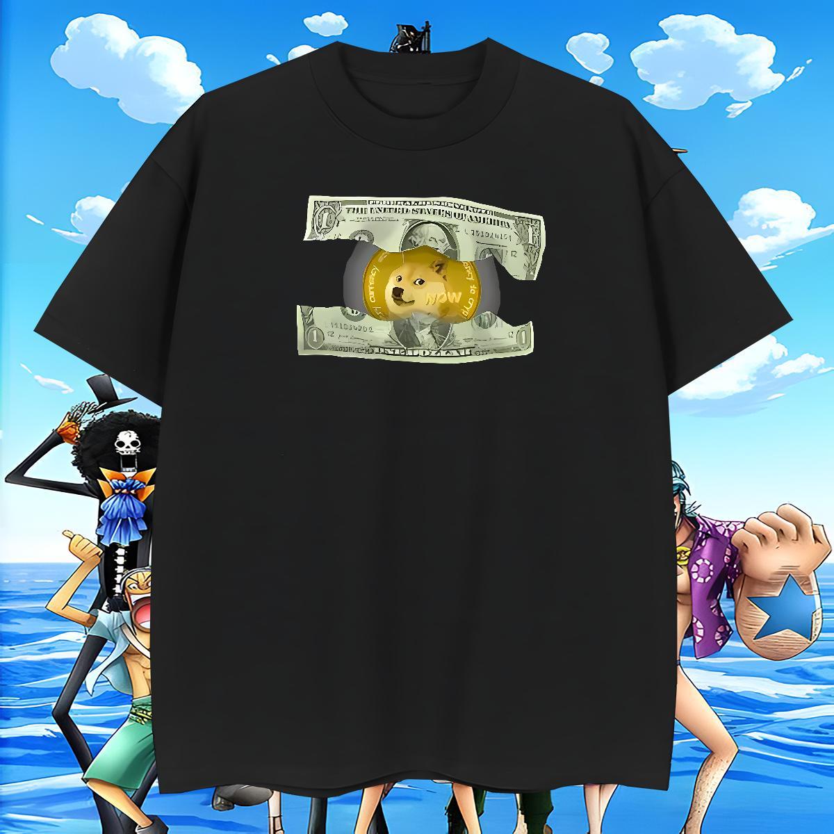 Classic Tshirts Anime Printing Street 230g Pure Cotton Black Oversized Breathable Crew Neck dog T Shirt For Man Wholesale Wear