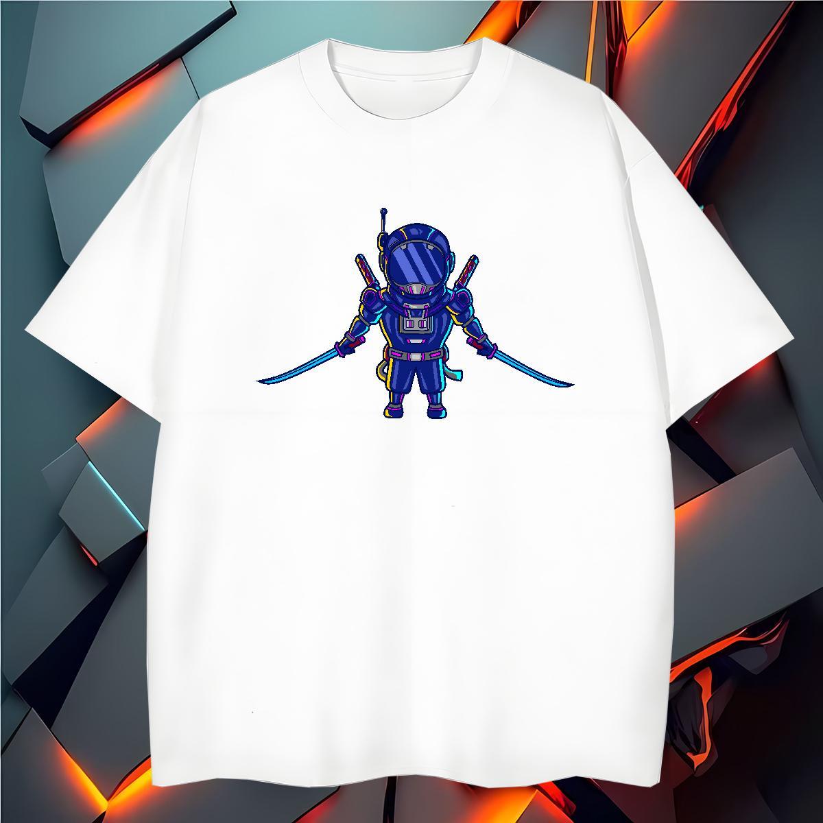 Loose Fit Tshirt for Man Woman robot 230g Cotton Sports Casual Pure Cotton T shirt Asian Size 2024 Summer Tees