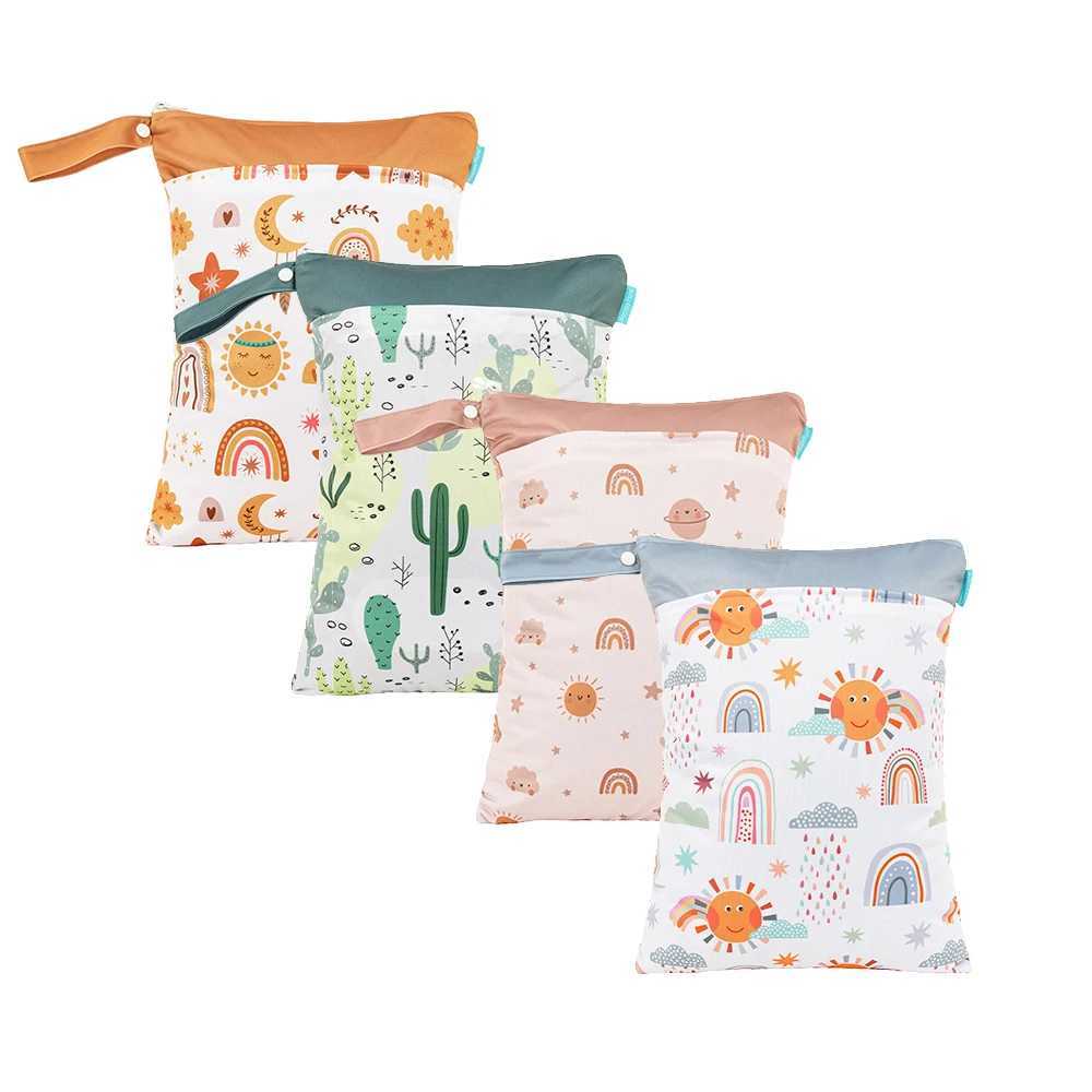 HappyFluent beautiful new printed double zipper wet/dry baby diaper bag waterproof backpack reusable WetBag W240812