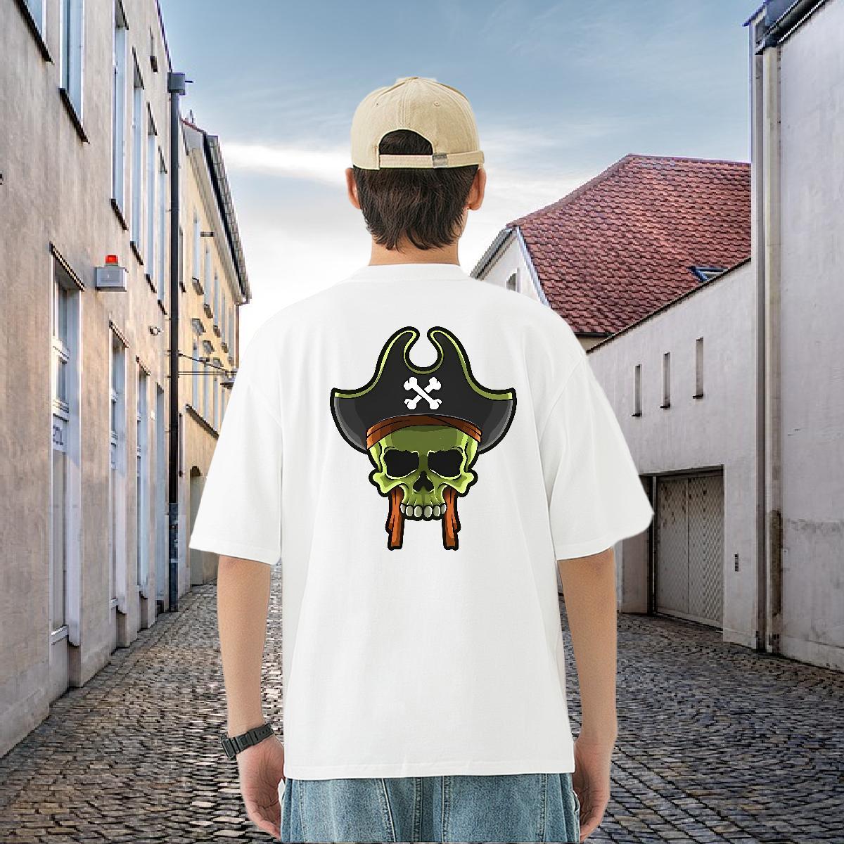 DIY Customized T-Shirts for Men skull Tee Shirt 230g Cotton Street Wear Loose Custom Cartoon Round Neck Short Sleeve Mens Tshirts