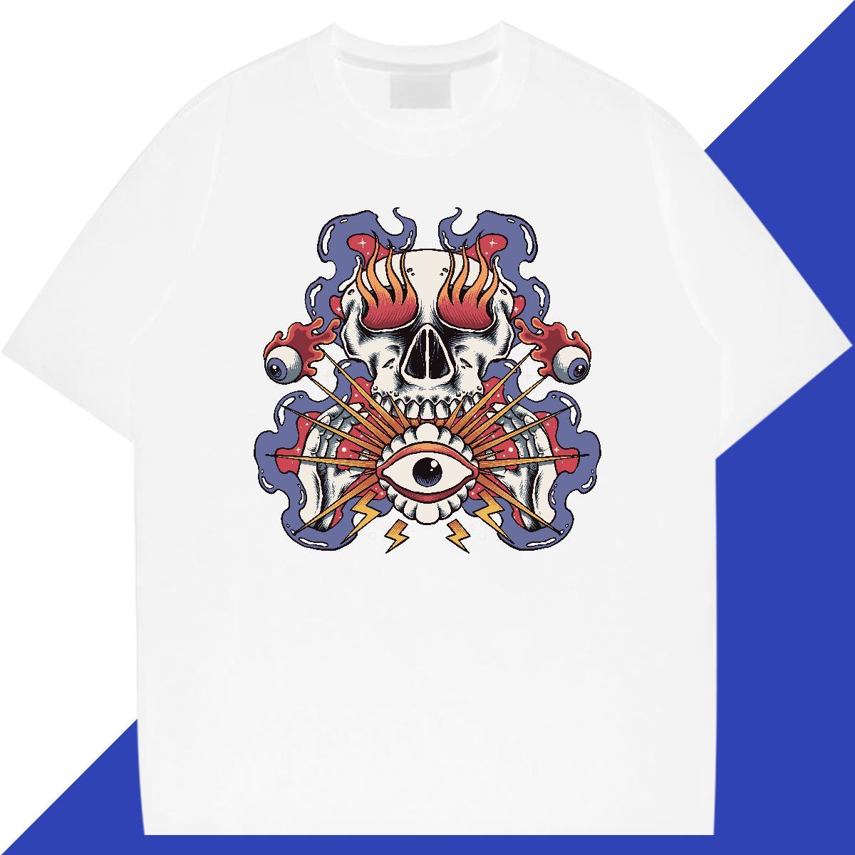 Fashion Designer Men T Shirts skull Tees 230g Cotton Anime Printing Street Cool Plus Size Custom O-Neck Short Sleeve Men Tshirts