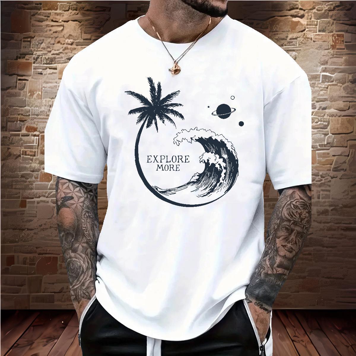 Designer Men Clothes T-Shirt sea wave 230g 100% Cotton Street Crew Neck Men T Shirts Oversized 4XL Fashion Designer Clothings