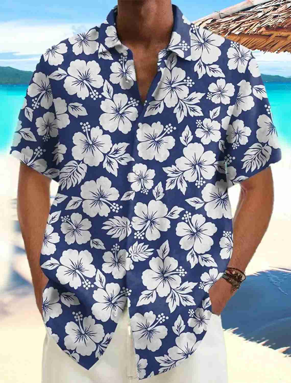 Mens Shirts Summer Hawaiian Shirt Casual Shirt Beach Shirt Short Sleeve Flower Plants Lapel Hawaiian Holiday Clothing ApparelXJ240812