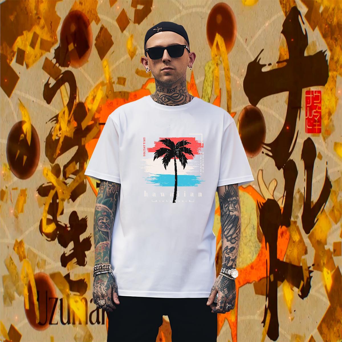 T Shirts Men 100% Cotton 230g tree Daily Wear Crew Neck Breathable White Plus Size Mens Tshirts Designer Classic Top Tees