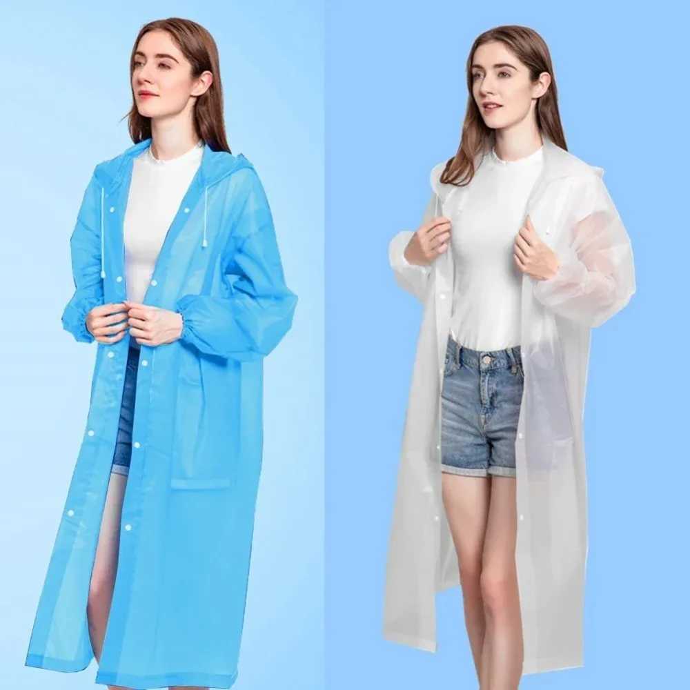 Fashion EVA Children Adult Raincoat Kid Adult Thickened Waterproof Rain Coat Girl Boy Outdoor Hiking Travel Reusable Rain Jacket Y240813