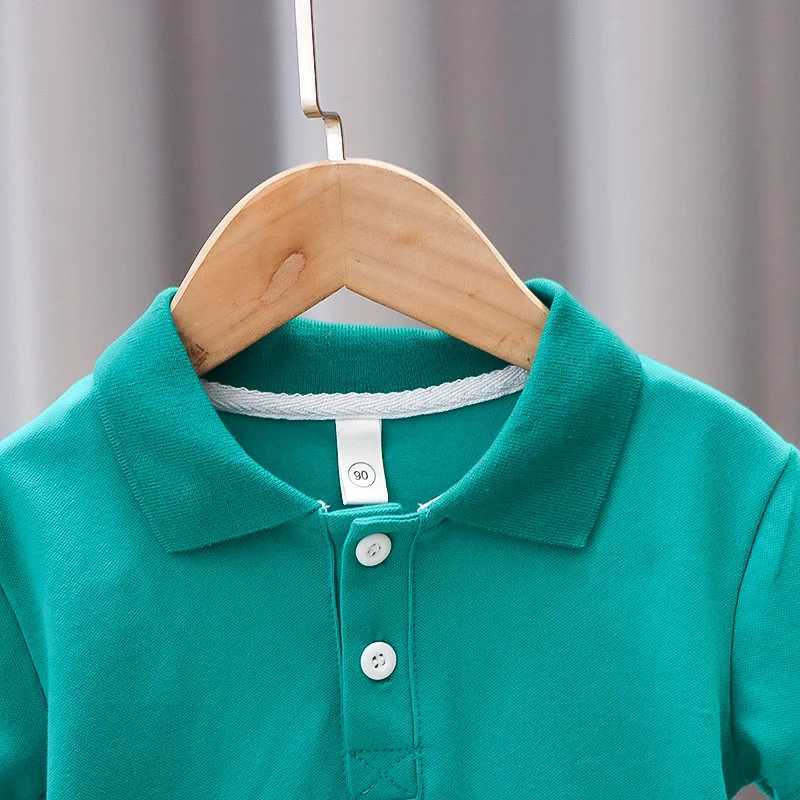 Children Lapel Short-sleeved Shirts 2022 Solid Color Baby Boys Girls POLO Shirt Big Kids Breathable Polo Shirts Wild TideXJ241225