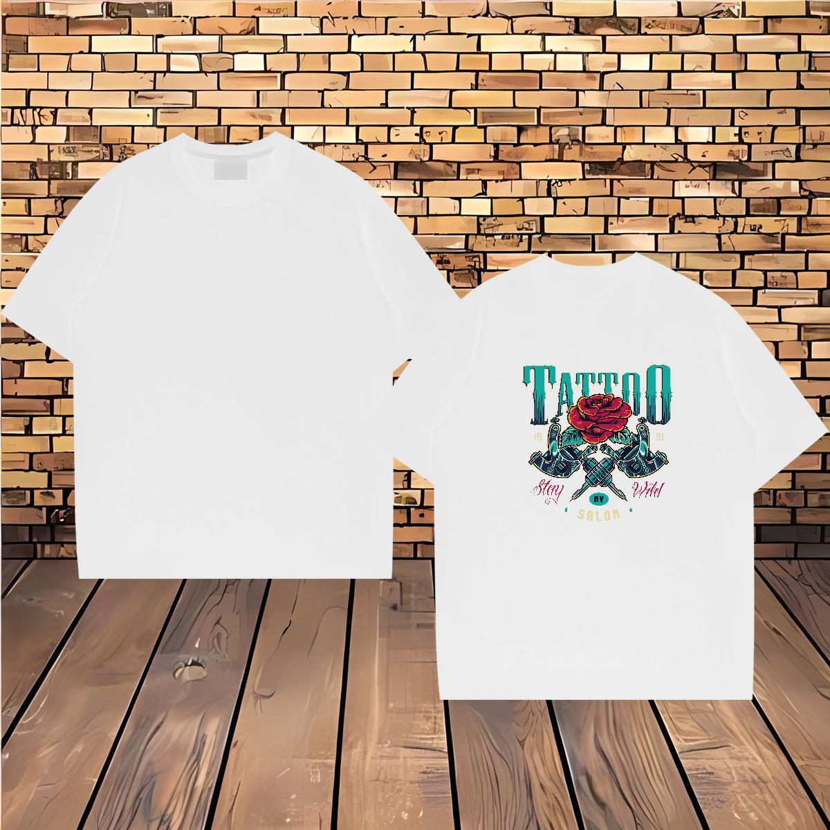 2024 New T-Shirts for Men tool Tees Shirts 230g Cotton Summer Casual Comfortable Floral Print Breathable Short Sleeve Couples T Shirts