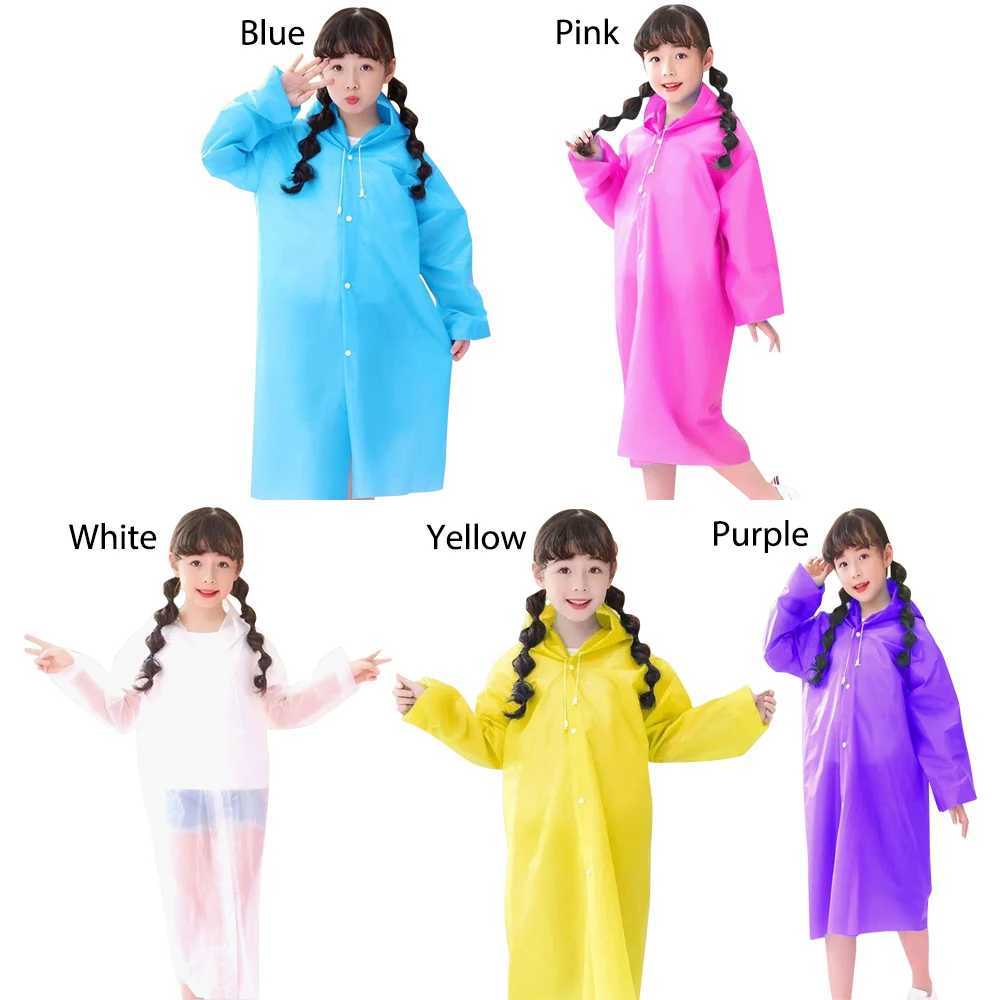 Solid Color Kids Raincoat Outdoor Waterproof Children Rain Poncho EVA Hoodie Rainwear Student Rain Coat Folding Kids Rain Coat Y240813