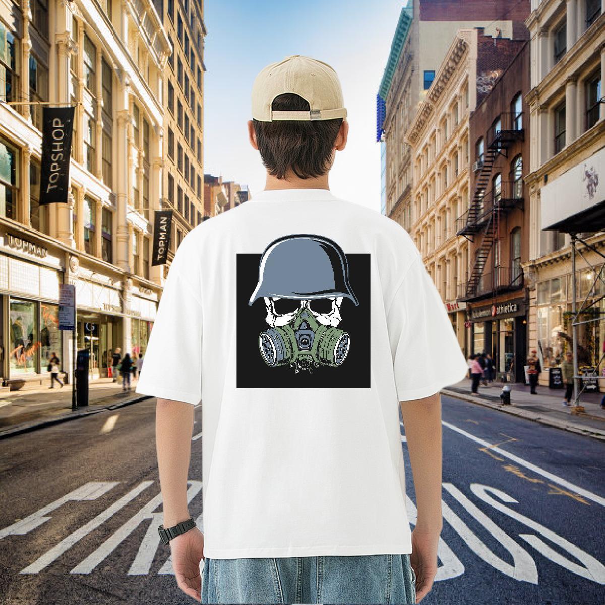 Factory Direct T shirt skull Polos 230g Cotton High Street Hip Hop Soft Oversized 3XL 4XL Breathable Short Sleeve Couples T Shirts