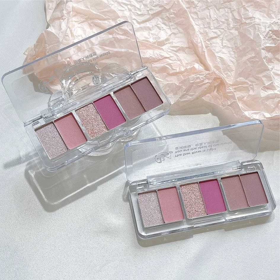 6Color Glitter Eyeshadow Strip Palette Brightening Waterproof Matte Gradient Blue-green Summer Lying Silkworm Eye Pigment MakeupCL240812