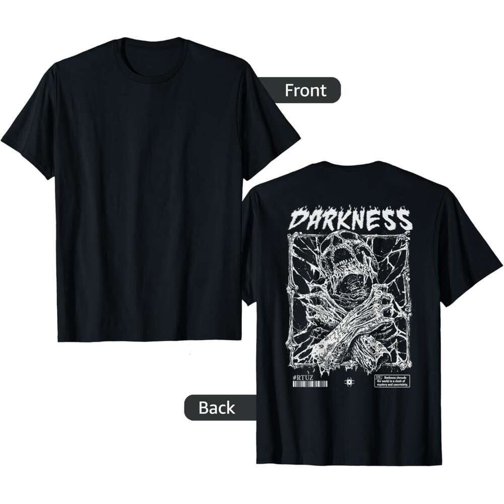 Halloween T shirt for Mens Darkness Skull Hip Hop Vintage Y2K Back Print Streetwear T-Shirt Gothic Shirts Tshirt Graphic Tee Casual Tops Clothes Short