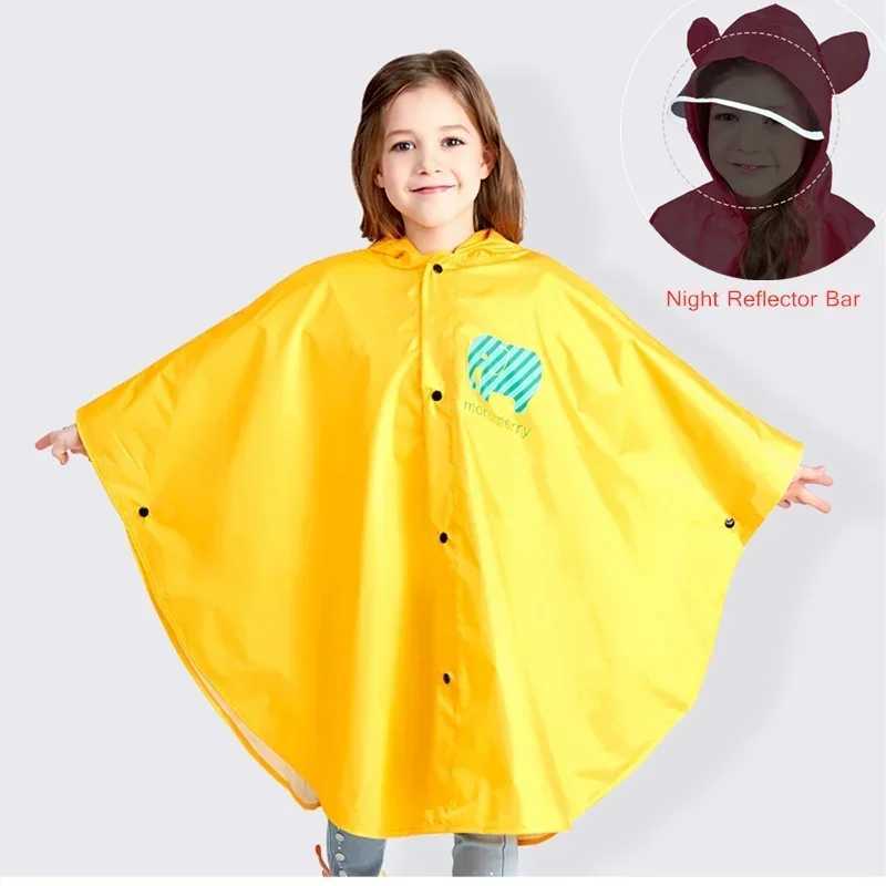 S size Children Poncho Raincoat Kids Boys Cloak Type Rainwear Rain Coat Waterproof Baby Animal Raincoats Student Girls Poncho Y240810