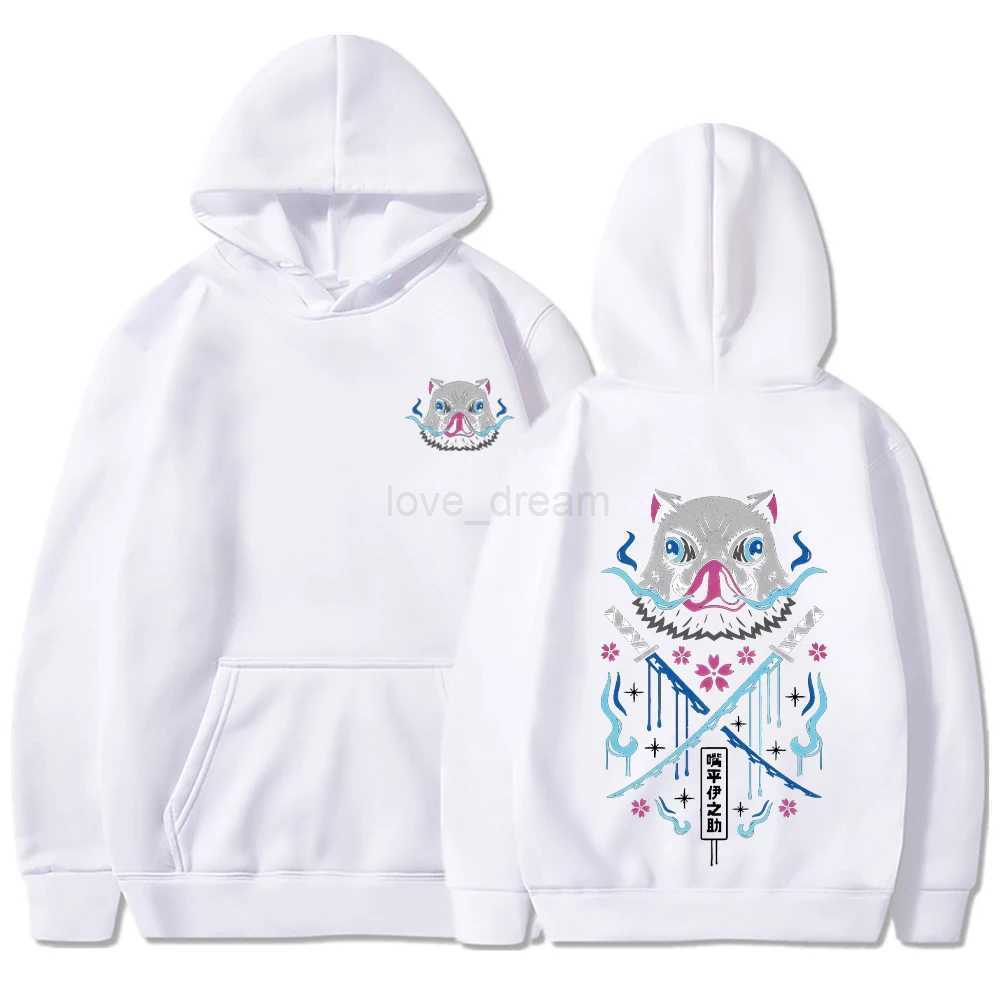 Inosuke Anime Hoodies Men Women Kimetsu no Yaiba Kawaii Manga Sweatshirts Gothic Harajuku Hooded Pullover Casual StreetwearXJ240812