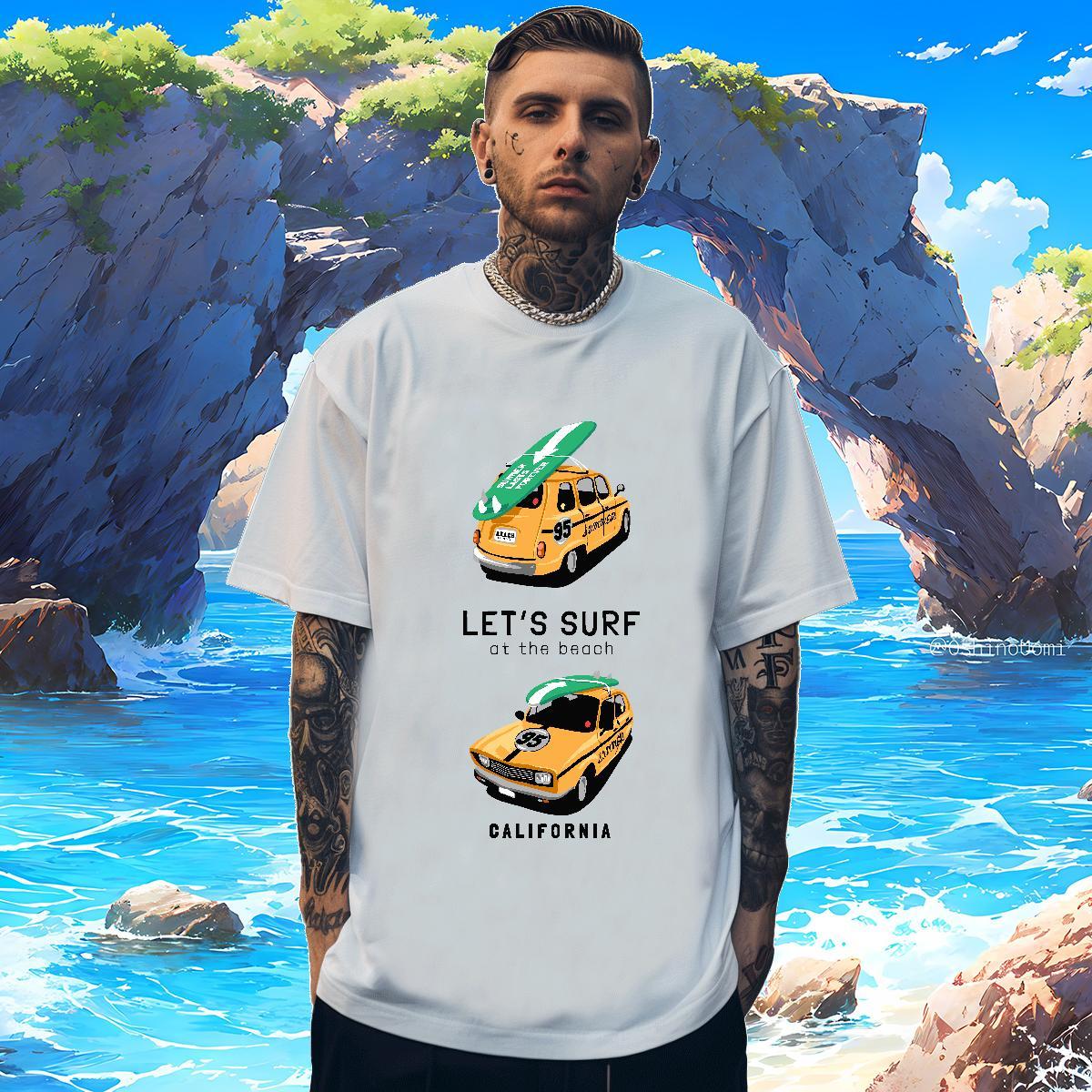 Popular Men Tshirts car 230g Pure Cotton Summer Casual Breathable T-Shirts Asian Size Fashion New Clothes