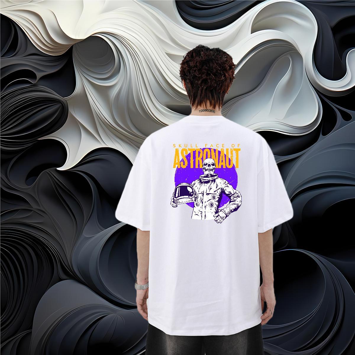 New Arrival Men T Shirts skull Tees Shirts 230g Pure Cotton High Street Hip Hop Brand Floral Print Crew Neck Tshirts