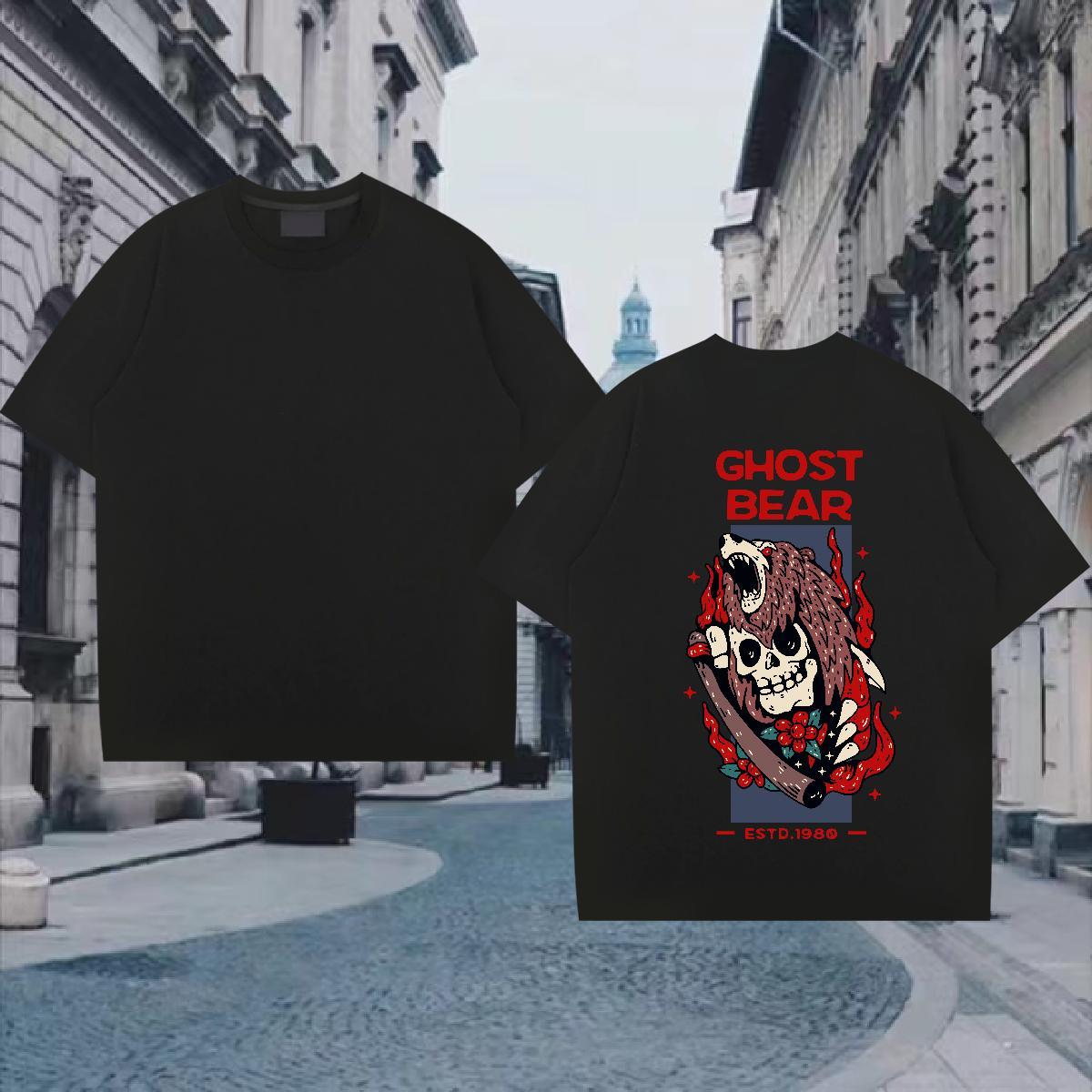 New Designer Men T Shirts skull Clothes 230g 100% Cotton Spring Summer High Quality Customized Print Breathable Crew Neck Tshirt for Man Woman