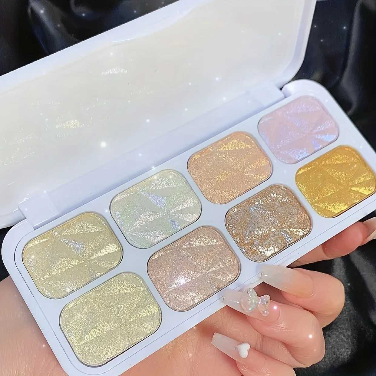 8-color diamond glitter low light highlight eye shadow palette for long-term low light treatment of face and bodyW241212