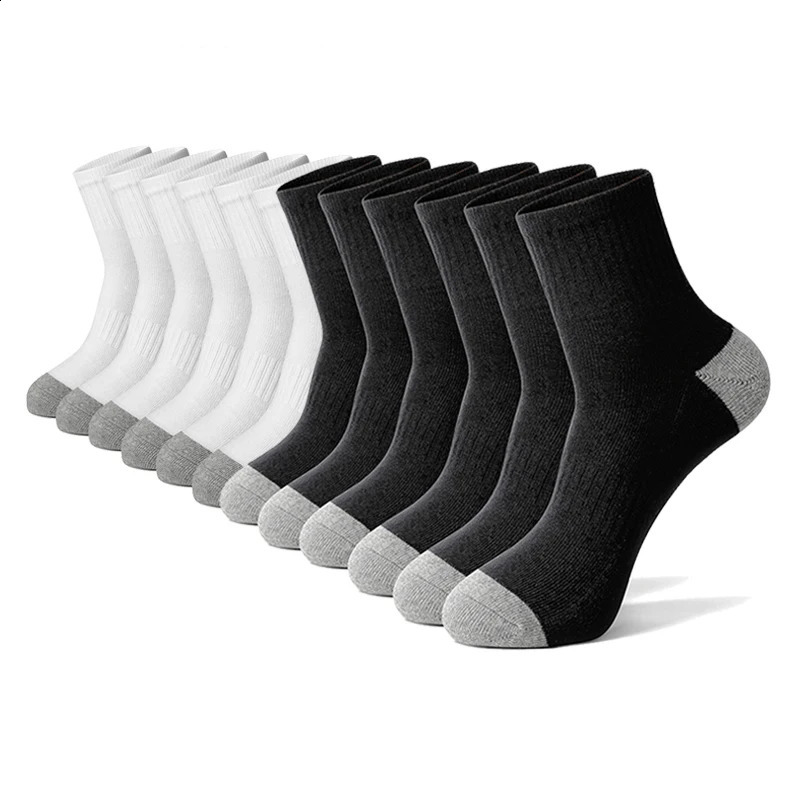 Men's Breathable Cotton Running Crew Socks - 612 Pairs, Middle Tube, High Quality, Casual Sports Socks
