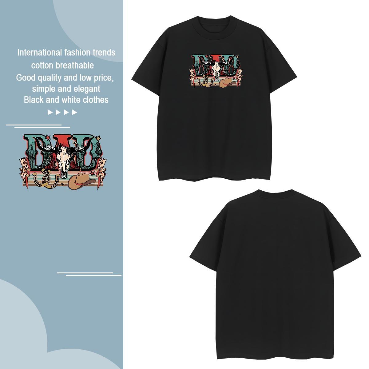 Popular Tshirts letter 230g 100% Cotton Spring Summer Pure Cotton T-Shirts for Men DIY Printed New Tops Tees