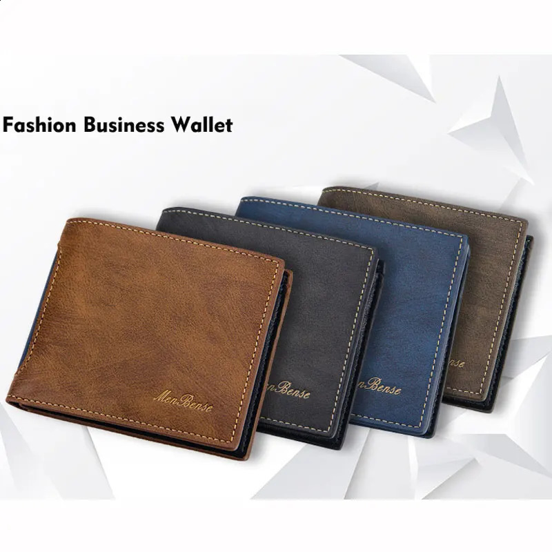 Mens wallet short fashion casual splicing multi card slot three fold bag mens business 240810