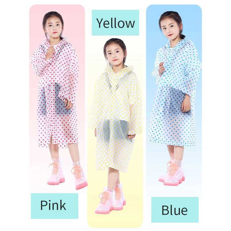 Portable Reusable Rain Coat For Children Kids Colorful Dots Rain Poncho Waterproof Poncho Rainwear For Outdoor Travel Y240810