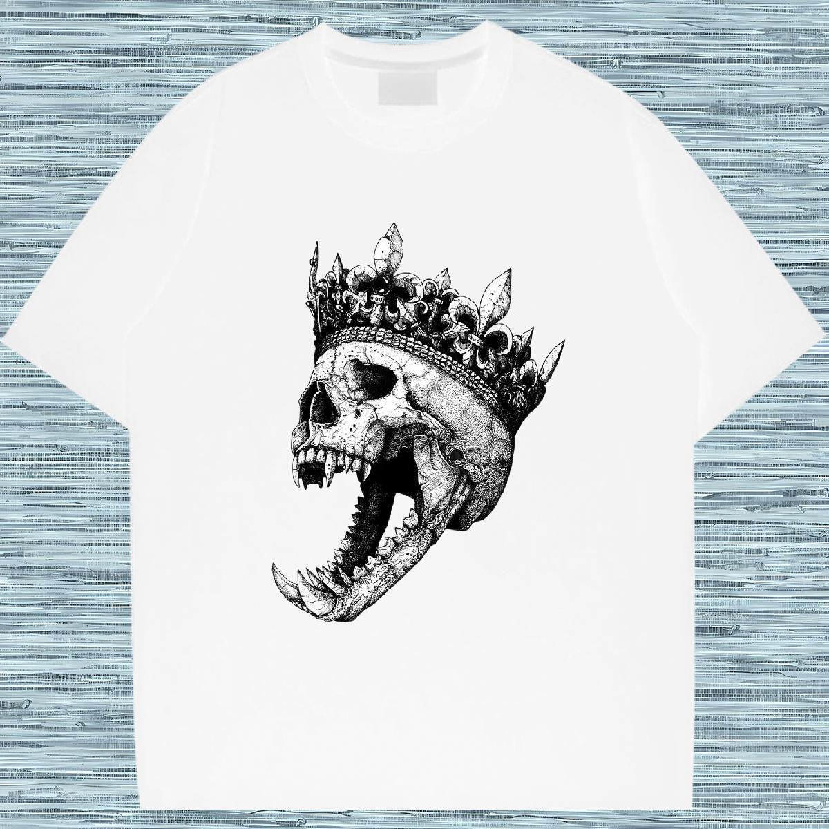 DIY Customized Men T Shirts skull Tees 230g Pure Cotton Street wear Hip Hop Unisex Cartoon Print Breathable Men Tops Tees