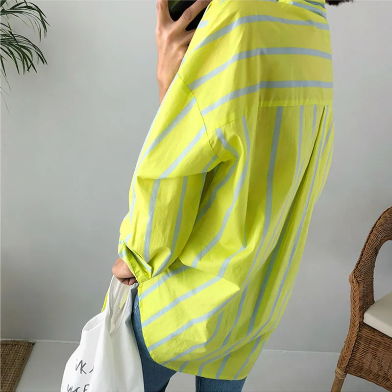 SuperAen Spring Autumn Striped Long-Sleeve Shirt Female Korean Style Cotton Women Blouses and Tops Fashion 240812