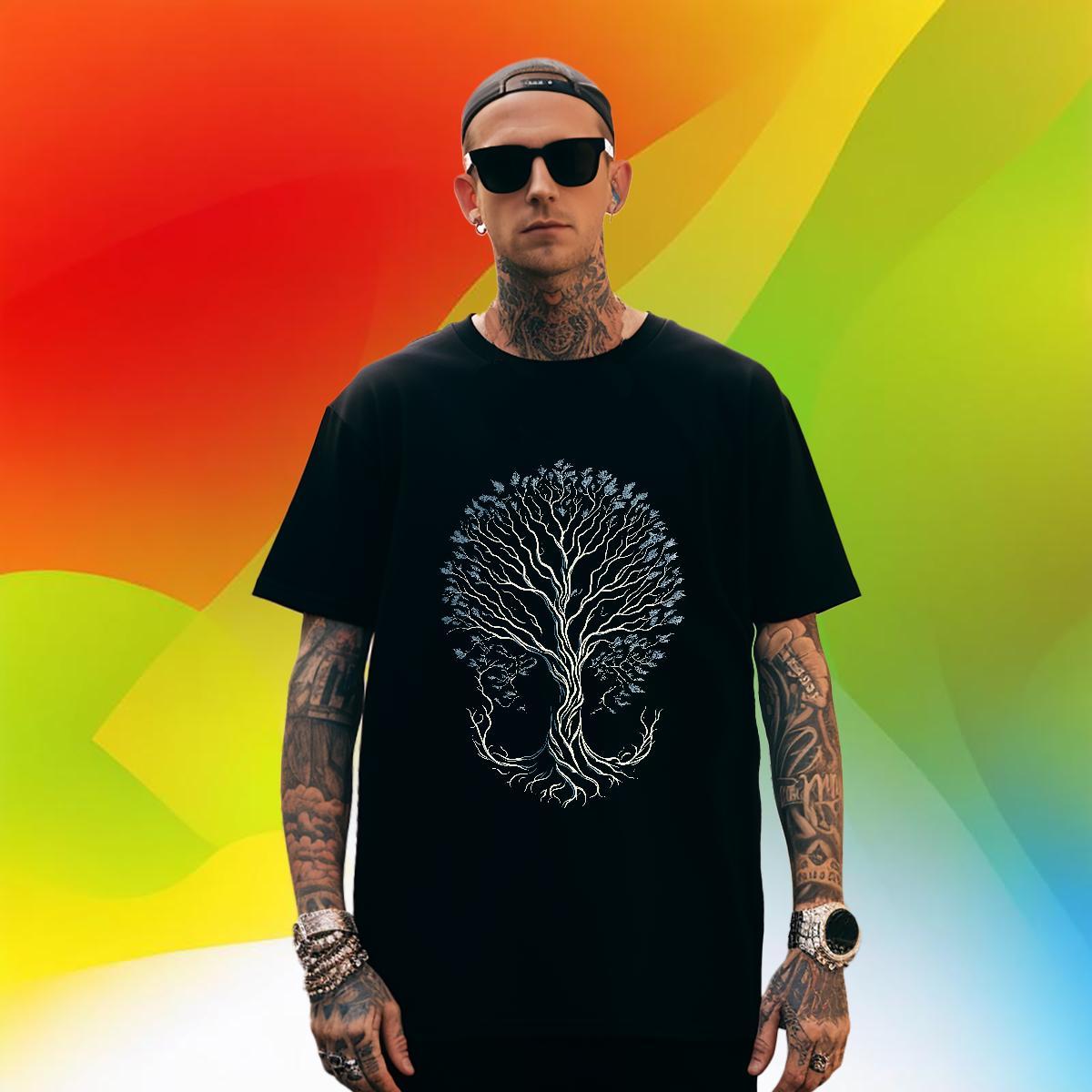 Designer tree Men T Shirts High Street Hip Hop Men Tshirts 230g Cotton 2024 Designer Breathable Crew Neck Asian Size Tops Tees