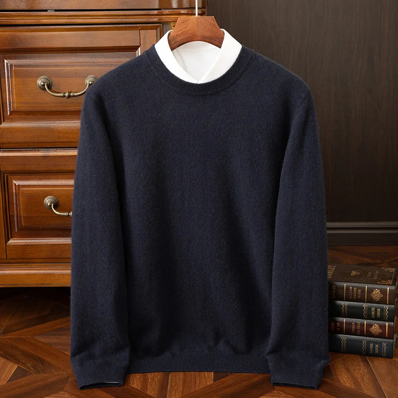 Autumn and Winter Collection {100 Cashmere} Mens Cashmere Selling Round Neck Casual Solid Color Knitted Sweater for Me 240809