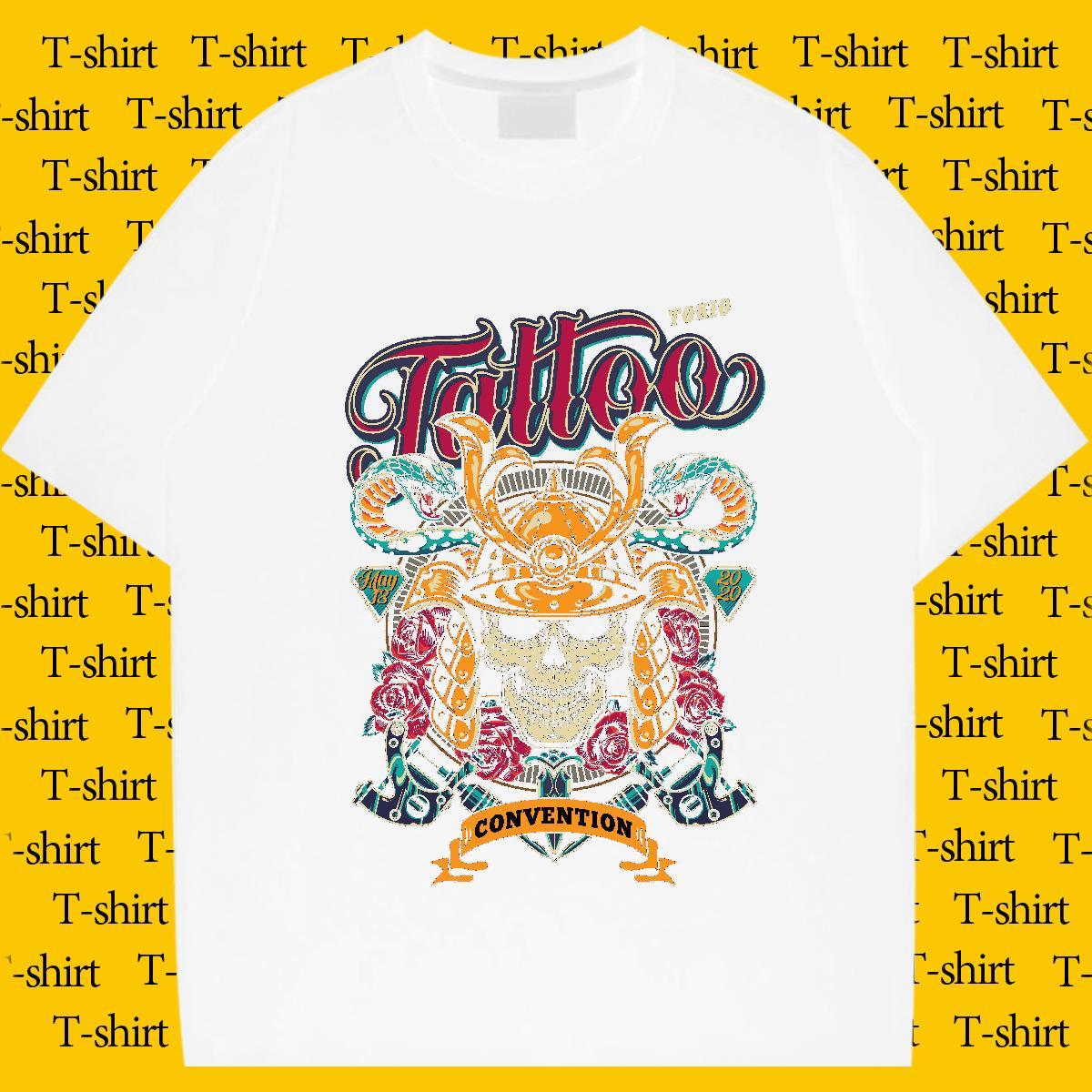 2024 Summer T Shirts Men skull Top Tees 230g Pure Cotton Summer Casual Wholesale Customized Breathable Short Sleeve Tshirts