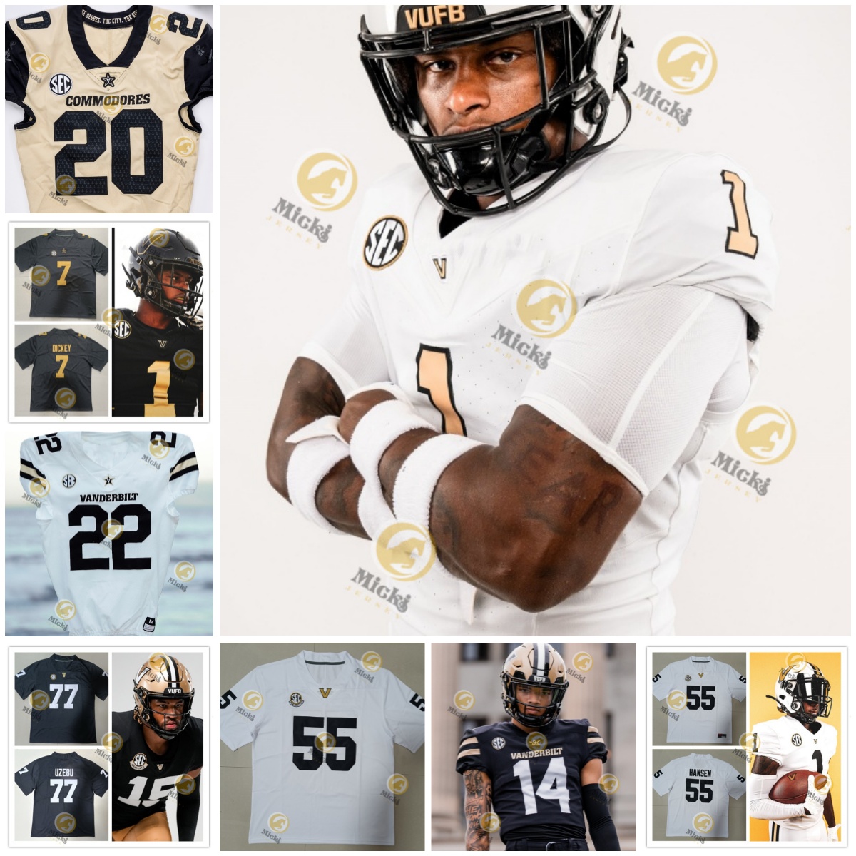 David Siegel Brennan Storer Vanderbilt Commodores Football Jersey Linus Zunk Devin Boddie Jr. Bryce Cowan Delfin Xavier Castillo Brayden Bapst Vanderbilt jersey