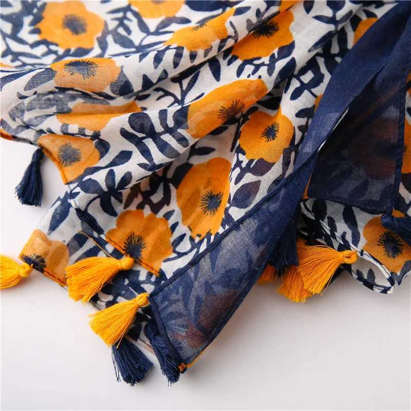 New Bohemian style printed pleated womens scarf large size sheer breathable veil headscarf fashionable bandage scarf W240810