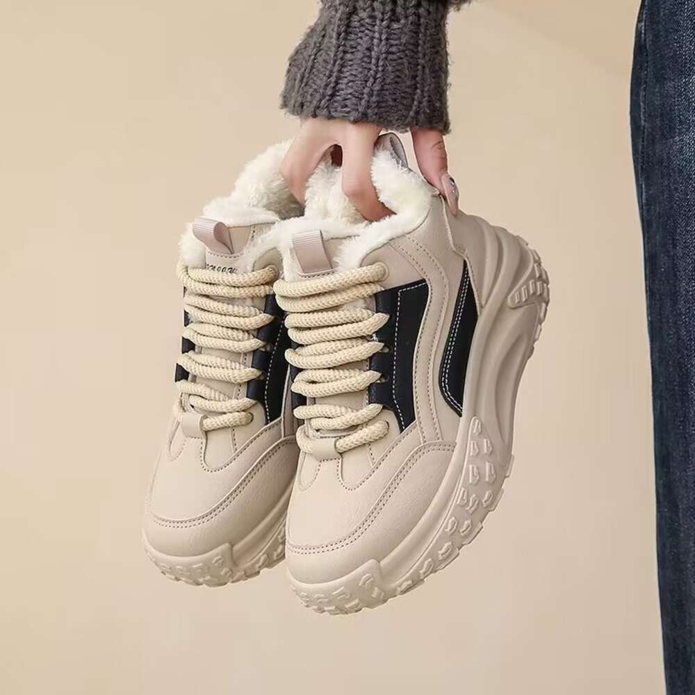 Ddmysports Dad S Women Thickened Winter Outerwear Plush Shoes Warm And Thick Soled Student Snow Cotton Outdoor Shoes