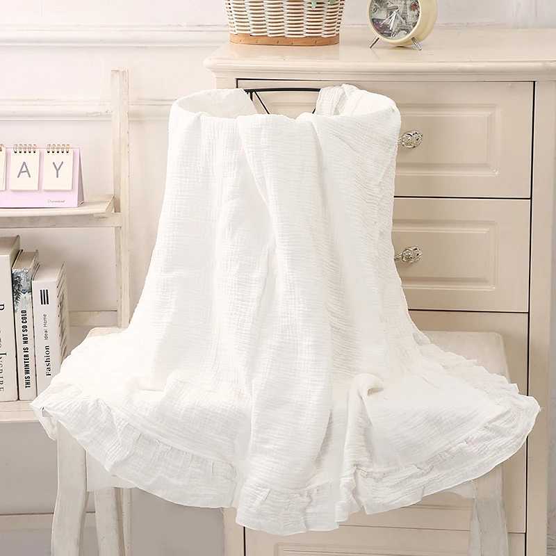 100% organic cotton baby packaging Gauze ruffled baby blanketW240810